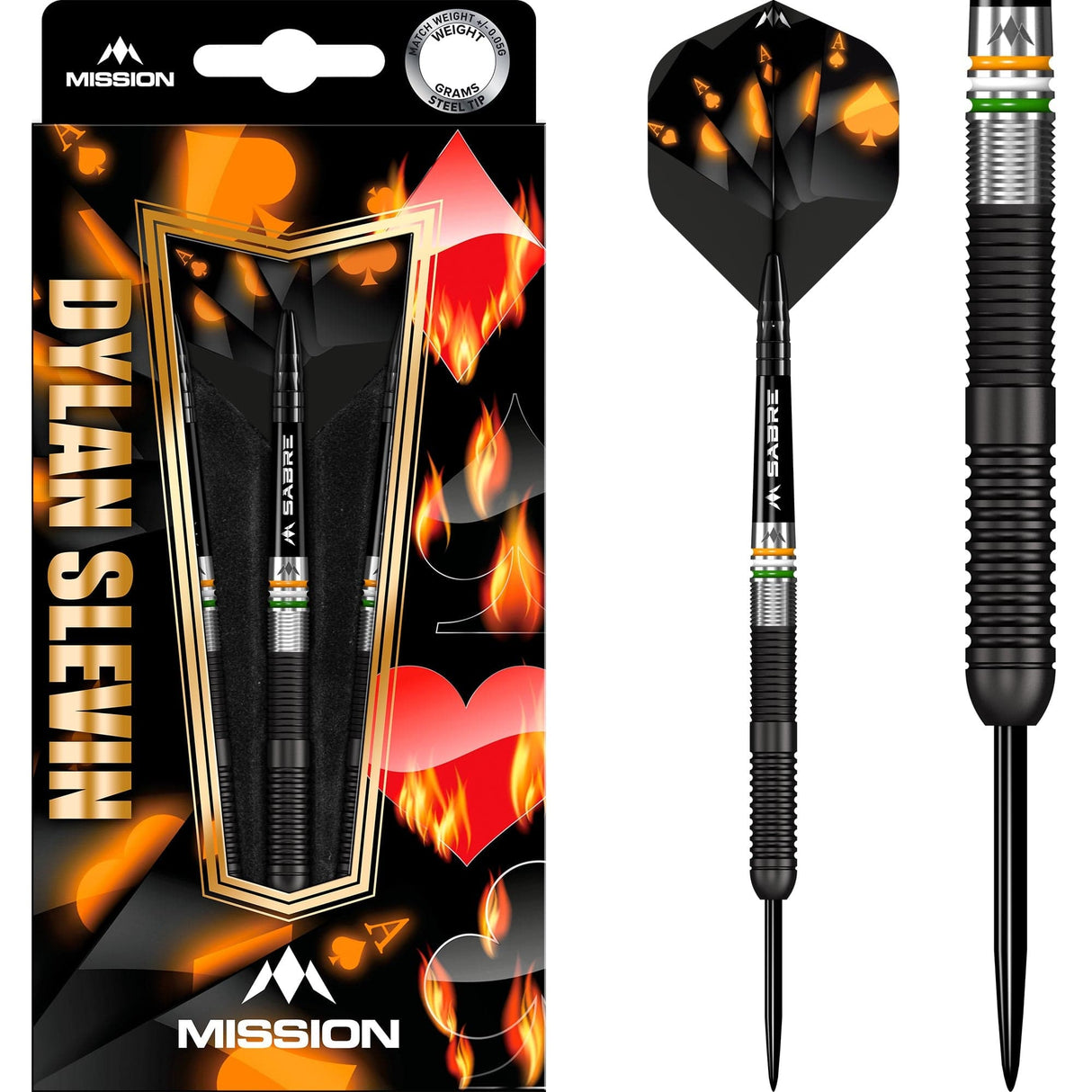 Mission Dylan Slevin Darts – Stahlspitze – 90 % – Schwarzes Titan – Ozeane