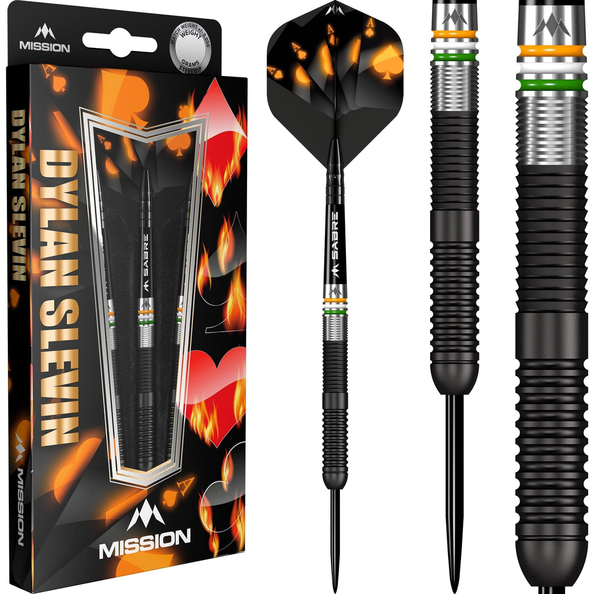 Mission Dylan Slevin Darts – Stahlspitze – 90 % – Schwarzes Titan – Ozeane
