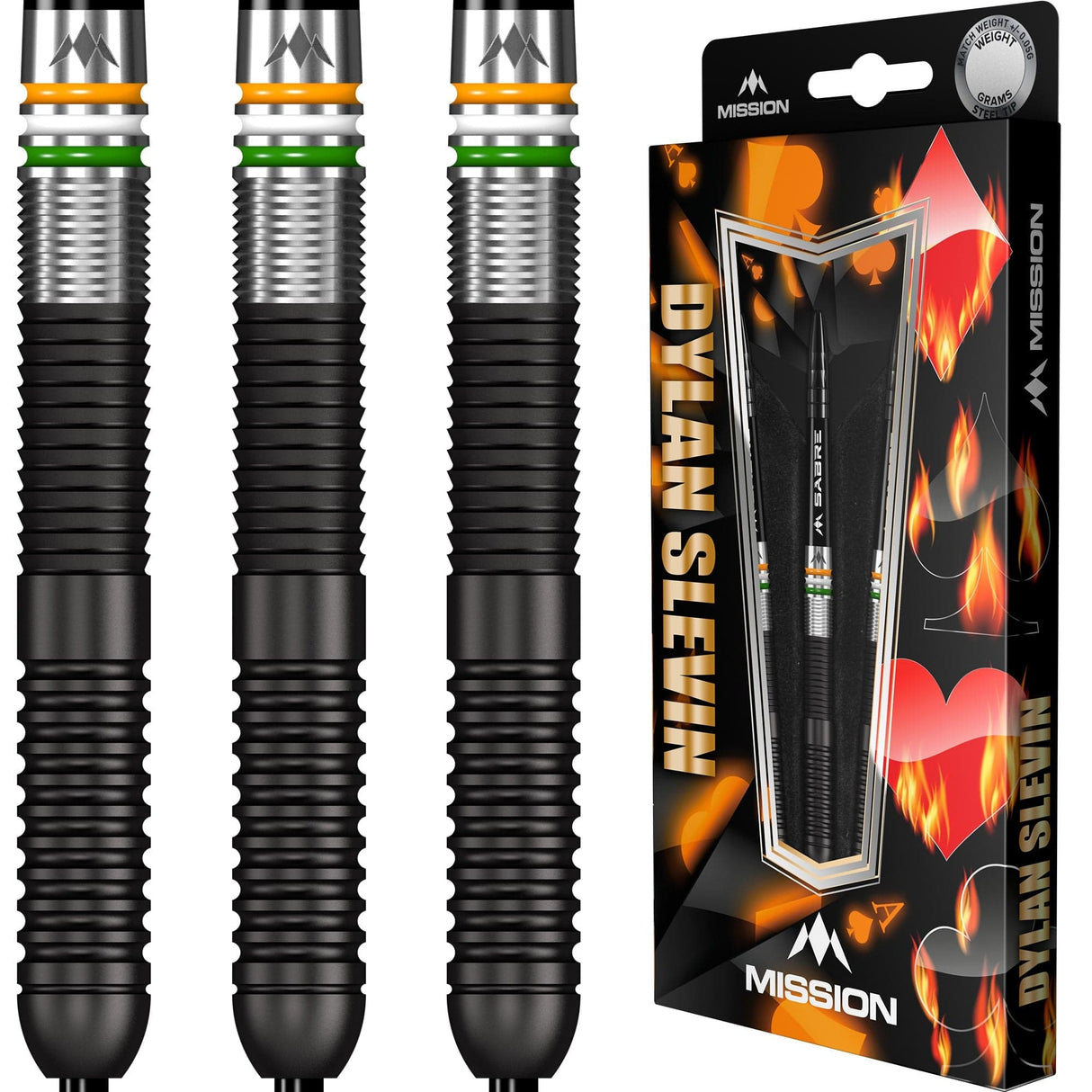 Mission Dylan Slevin Darts – Stahlspitze – 90 % – Schwarzes Titan – Ozeane