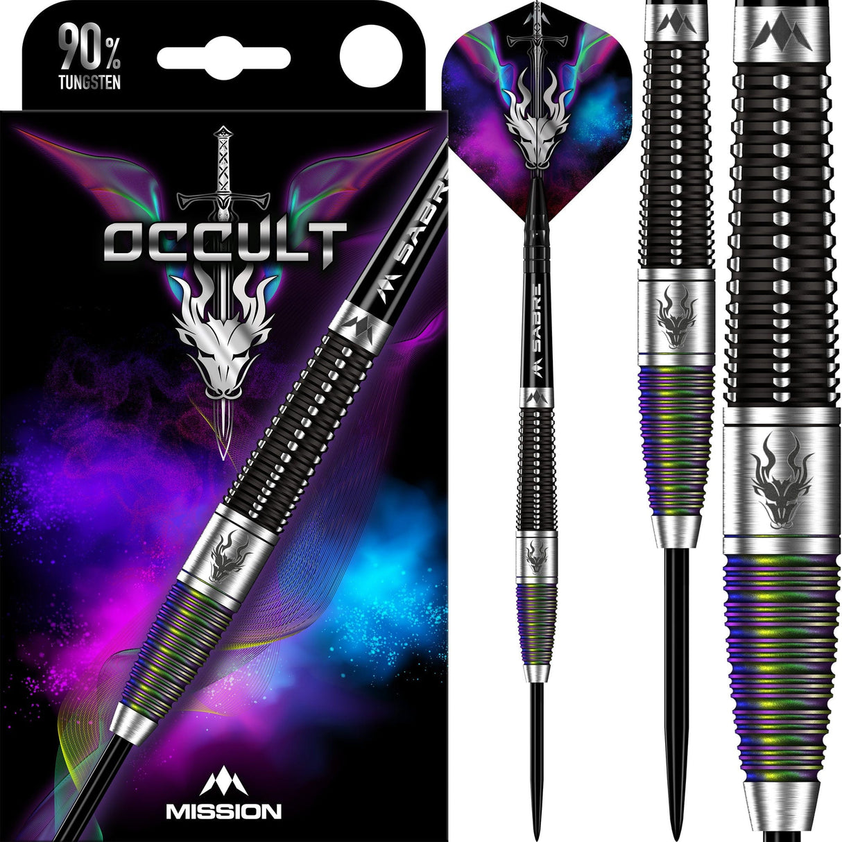 Mission Occult Darts - Steel Tip - 90% - Black & Coral PVD