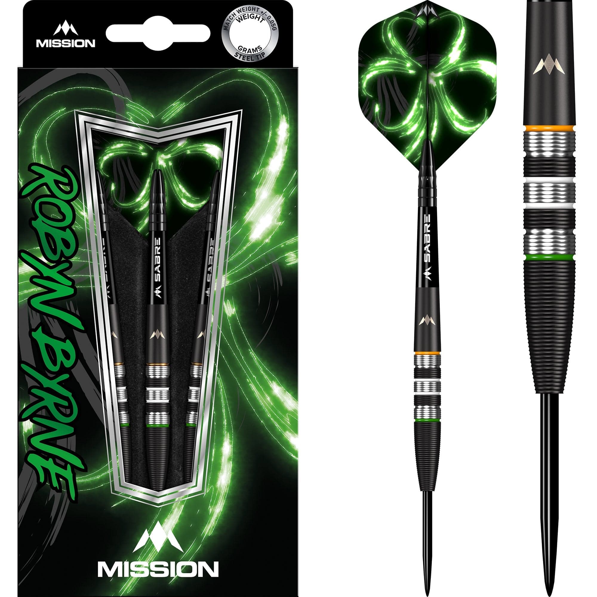 Mission Robyn Byrne Darts – Stahlspitze – 90 % – Schwarzes Titan