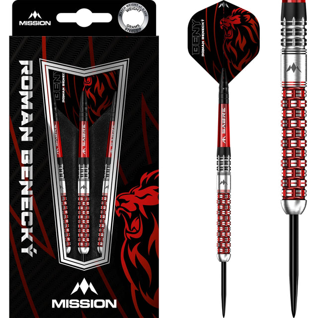 *Mission Roman Benecky Darts - Steel Tip - Black & Red 22g