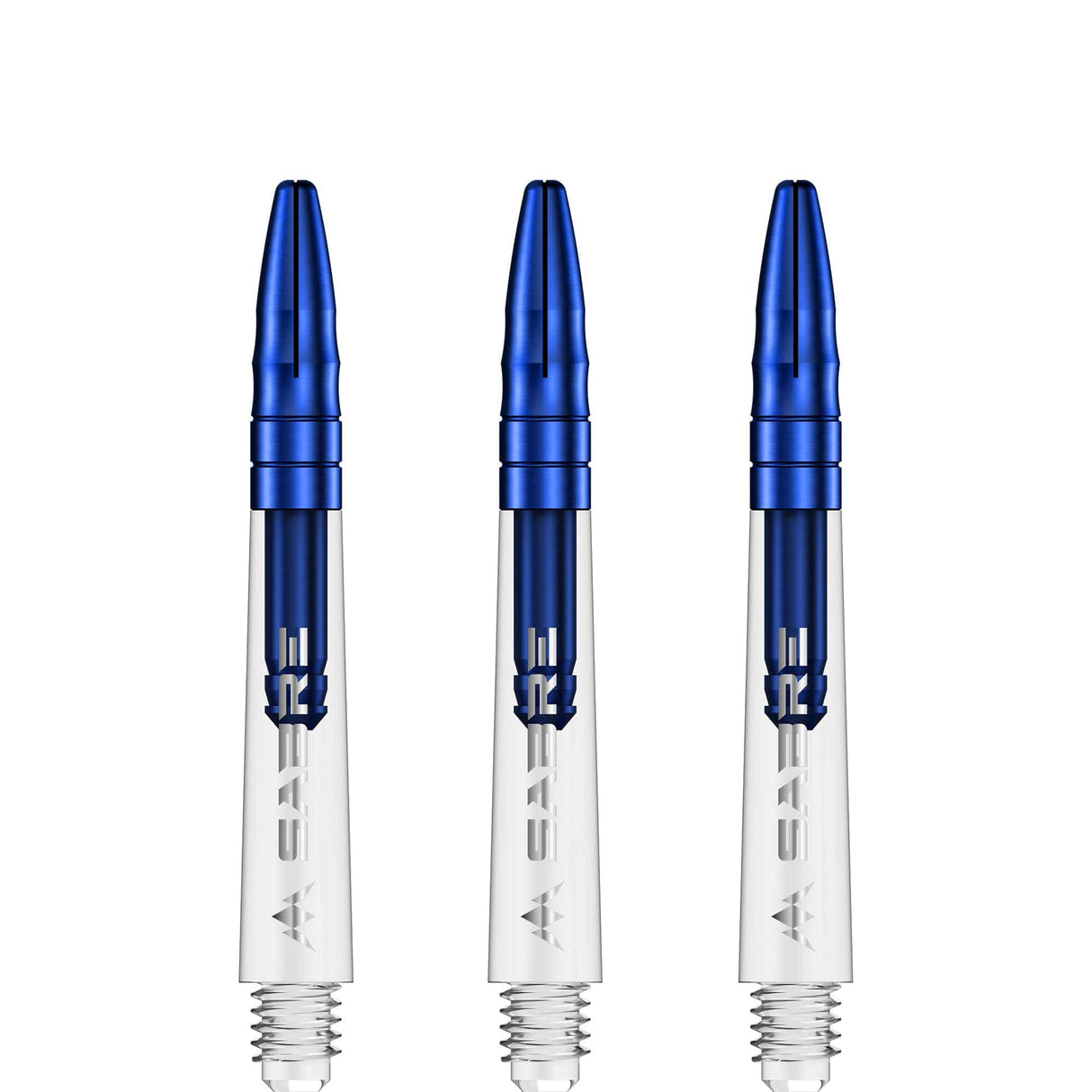 Mission Sabre Shafts - Polycarbonate Dart Stems - Clear - Blue Top Tweenie