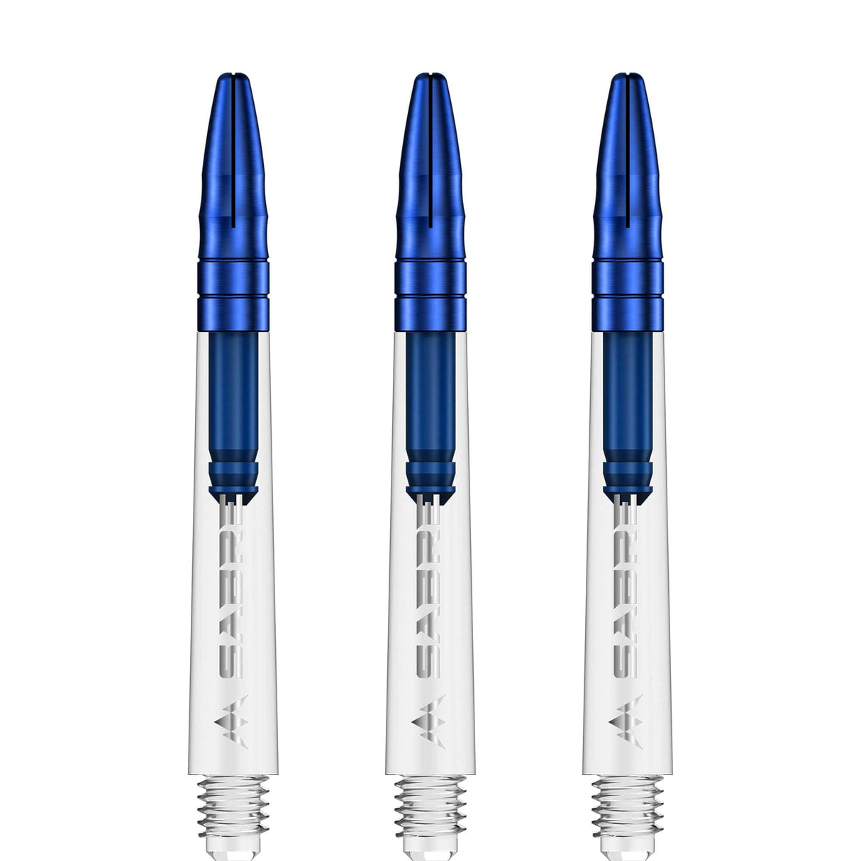 Mission Sabre Shafts - Polycarbonate Dart Stems - Clear - Blue Top Tweenie Plus