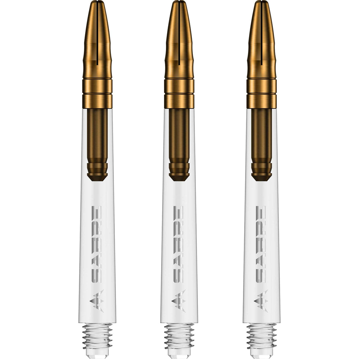 Mission Sabre Shafts - Polycarbonate Dart Stems - Clear - Gold Top Medium