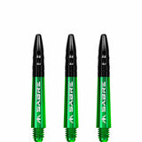 Mission Sabre Shafts - Polycarbonate Dart Stems - Green - Black Top Short