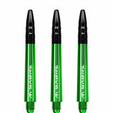 Mission Sabre Shafts - Polycarbonate Dart Stems - Green - Black Top Tweenie Plus