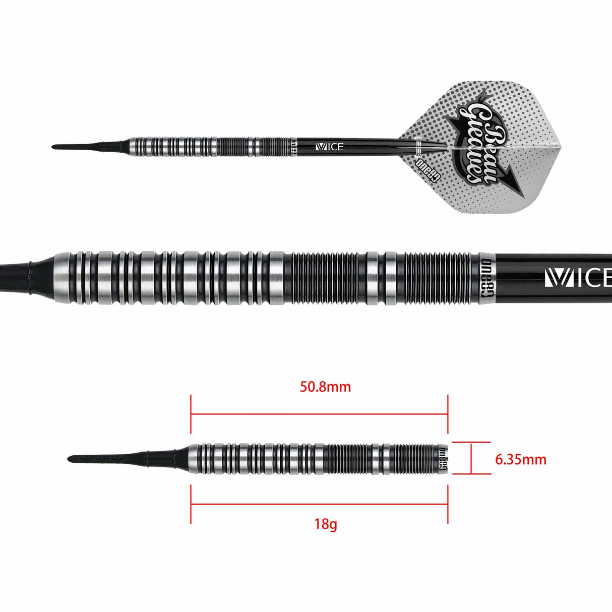One80 Beau Greaves Darts - Soft Tip - HD - Black & Silver