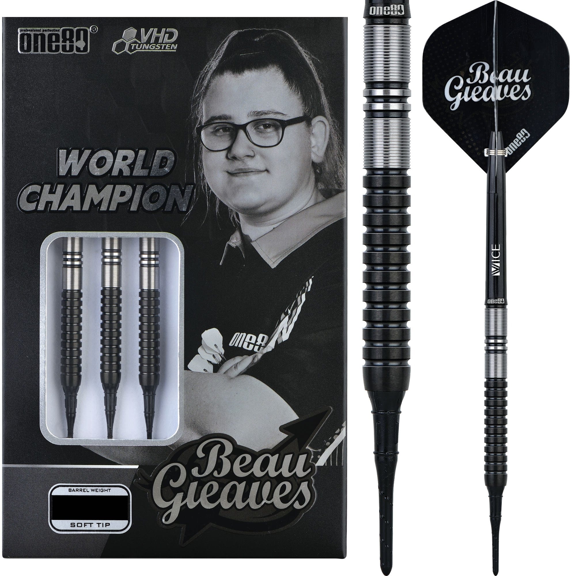 One80 Beau Greaves Darts – weiche Spitze – VHD – Black Edition
