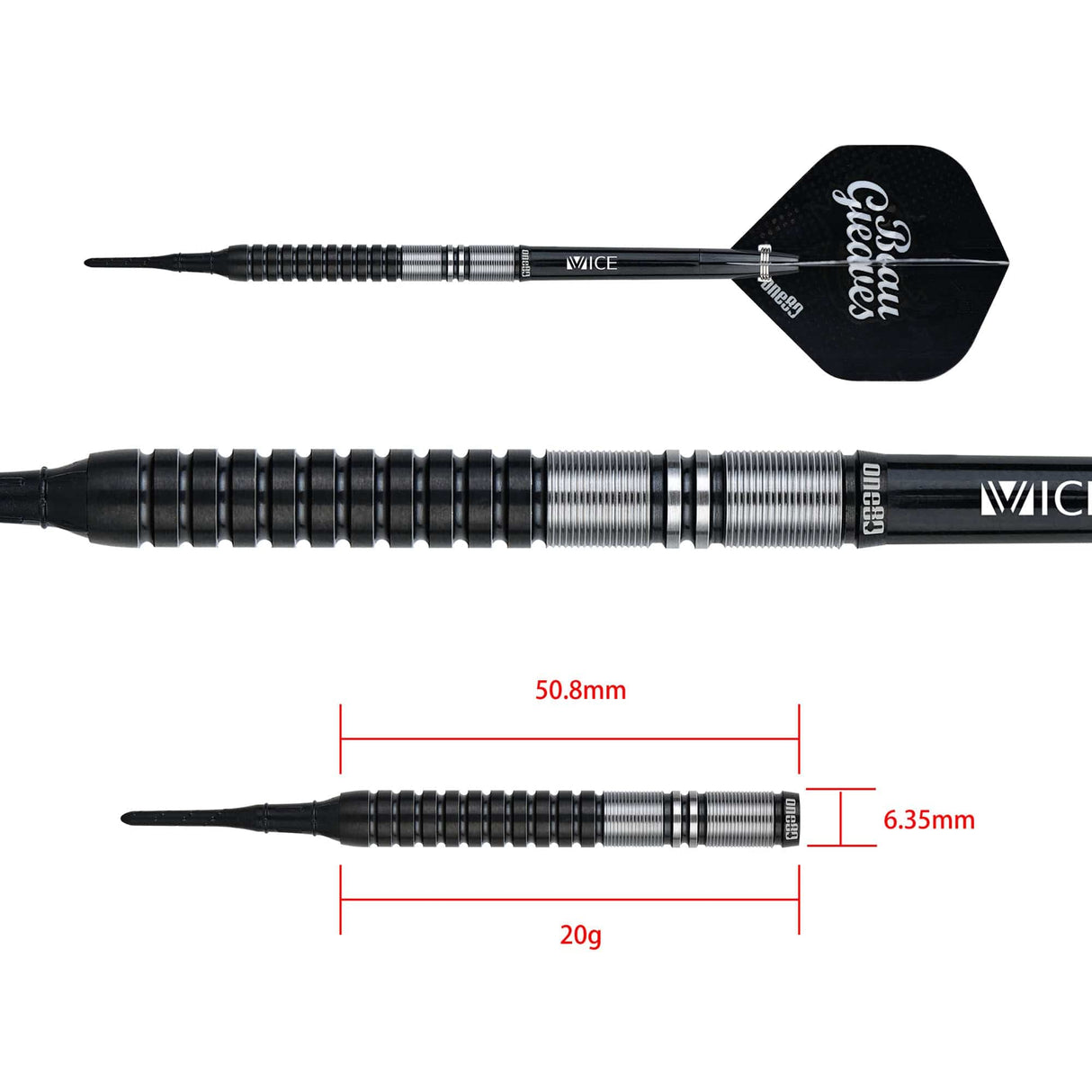One80 Beau Greaves Darts - Soft Tip - VHD - Black Edition
