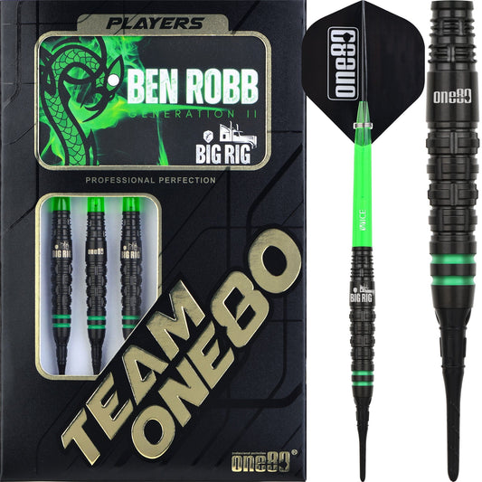 One80 Ben Robb V2 Darts - Soft Tip - Big Rig - Black 18g