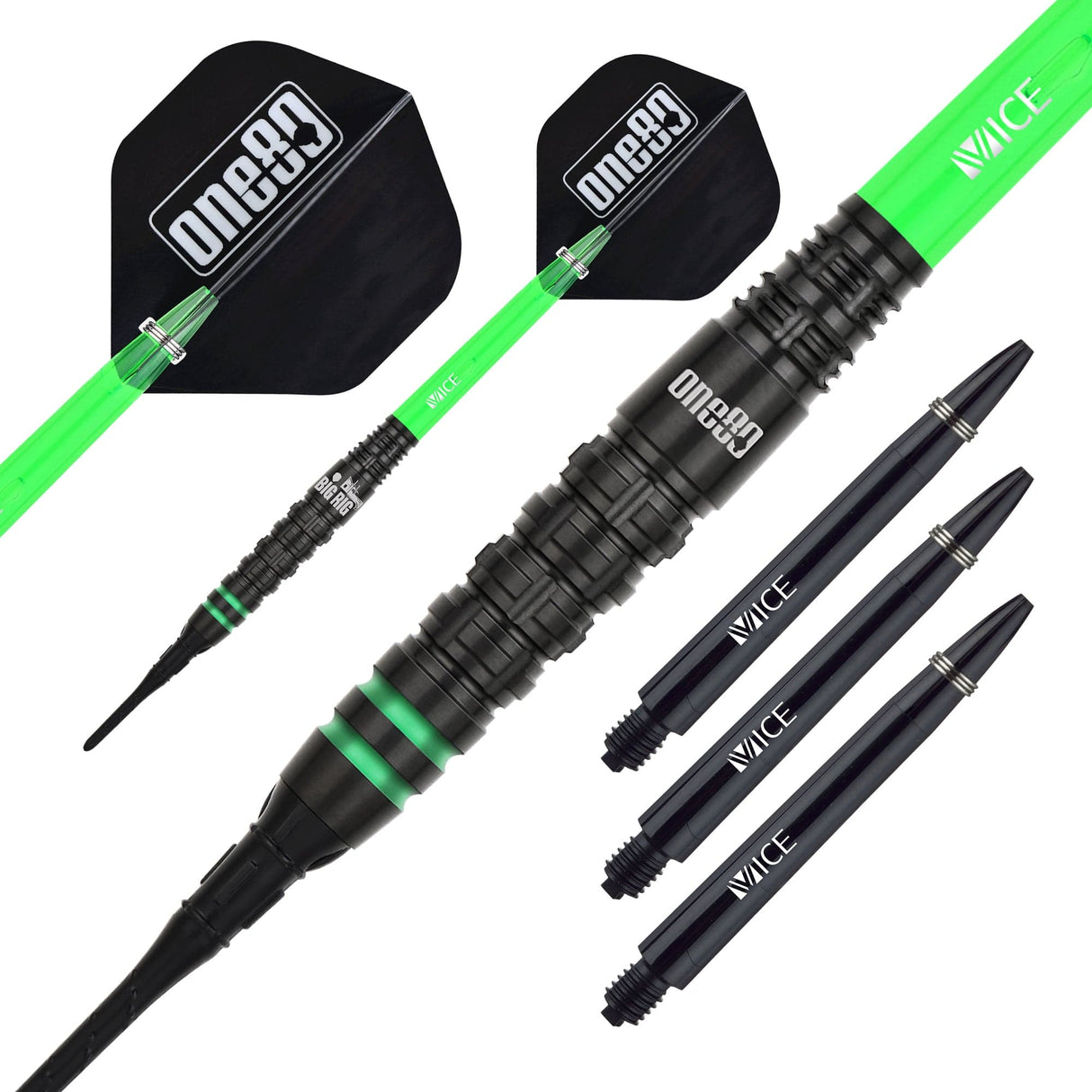 One80 Ben Robb V2 Darts - Soft Tip - Big Rig - Black