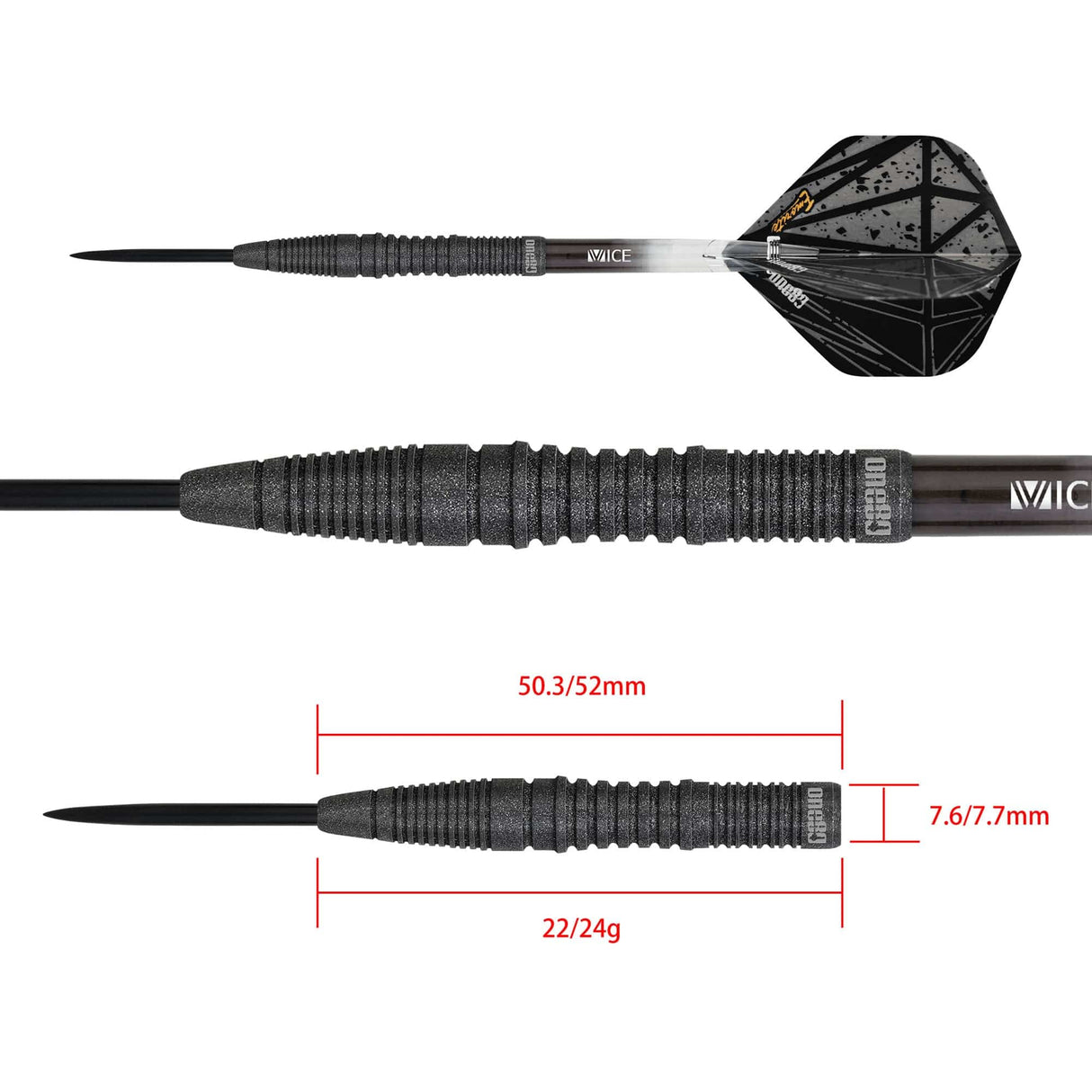 One80 Emorite 03 Darts - Steel Tip - 90% Tungsten - Black