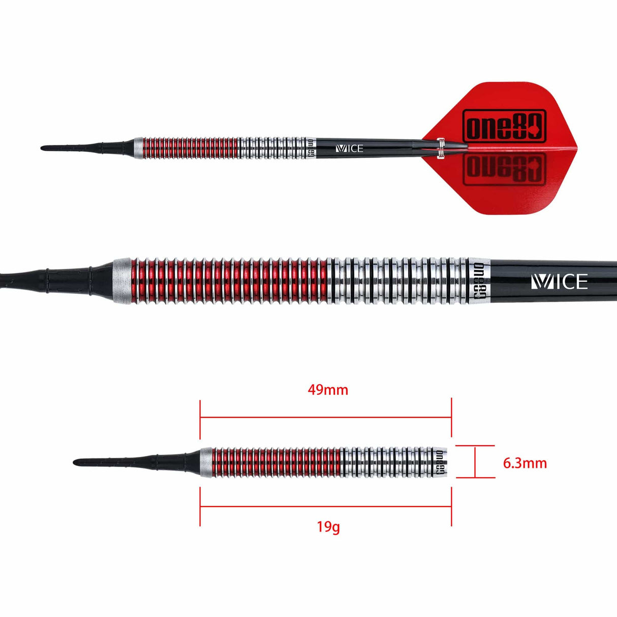 One80 Jaime NuÃ±ez Cortes Darts - Soft Tip - JNC - Signature Darts - Electric Red 19g