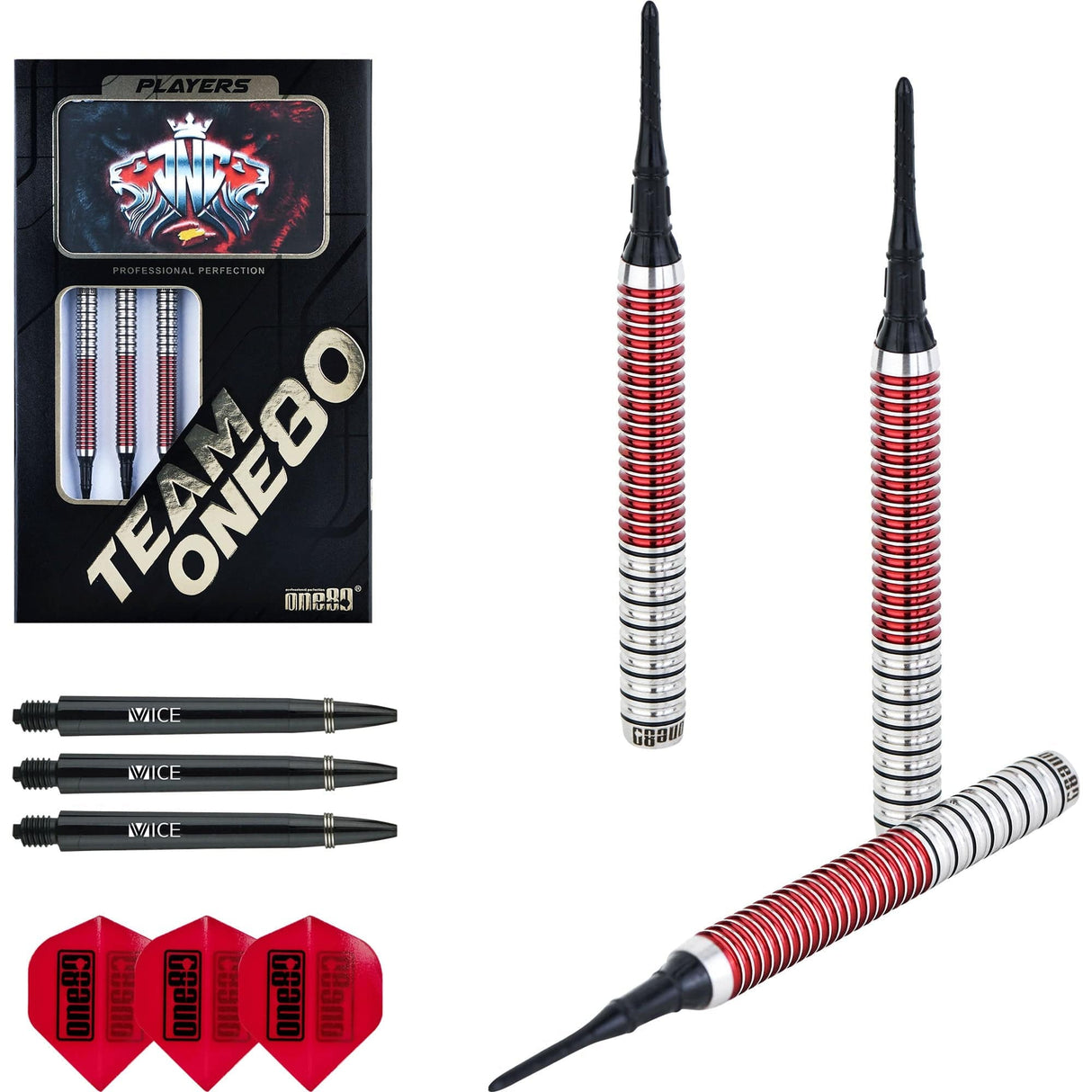 One80 Jaime NuÃ±ez Cortes Darts - Soft Tip - JNC - Signature Darts - Electric Red 19g