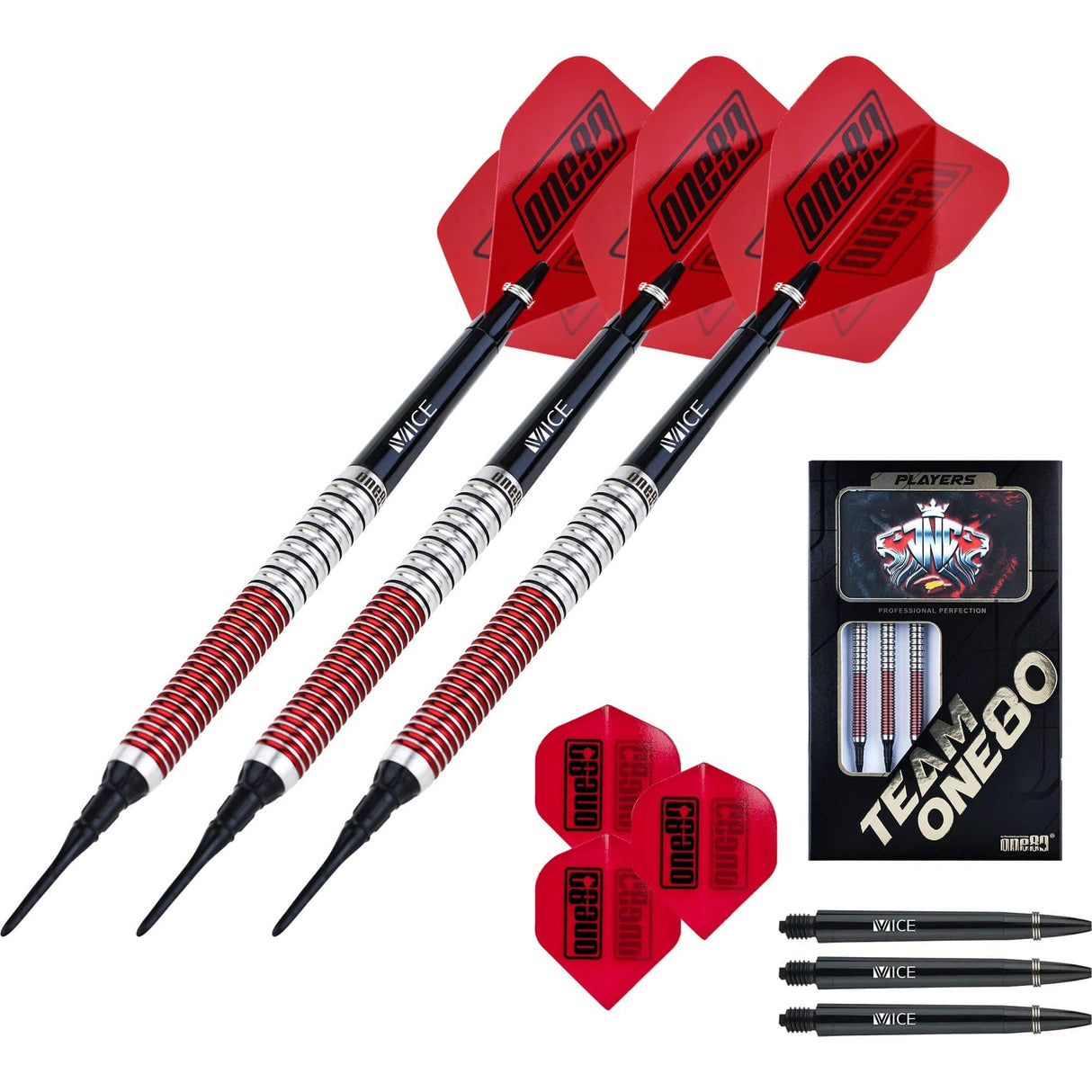 One80 Jaime NuÃ±ez Cortes Darts - Soft Tip - JNC - Signature Darts - Electric Red 19g