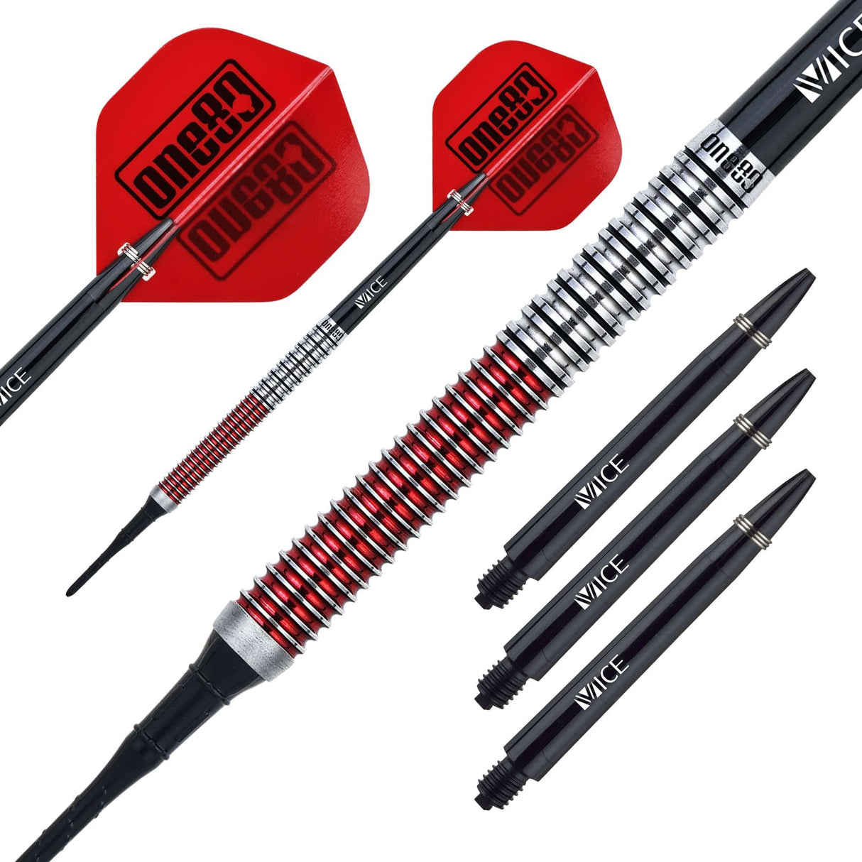One80 Jaime NuÃ±ez Cortes Darts - Soft Tip - JNC - Signature Darts - Electric Red 19g
