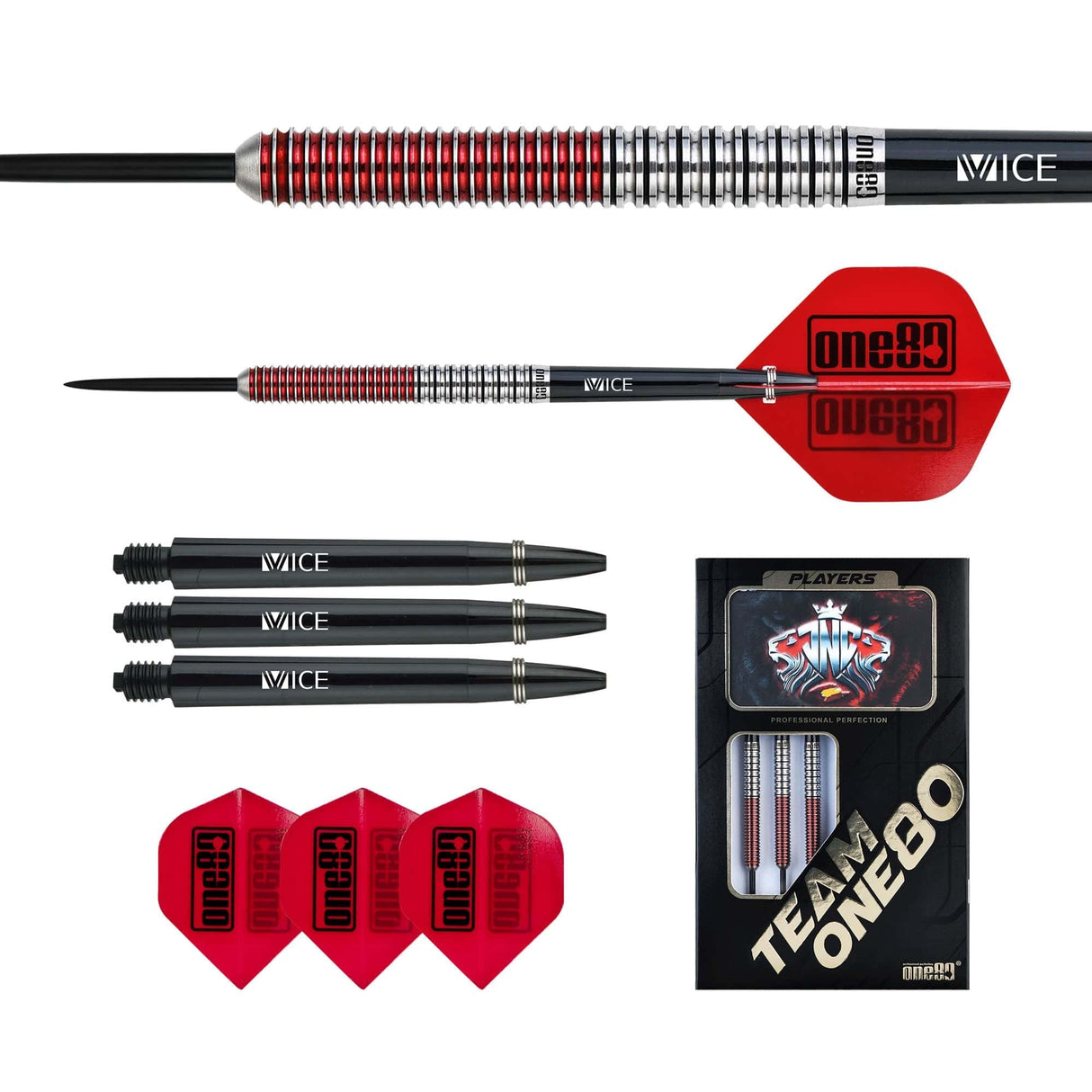 One80 Jaime NuÃ±ez Cortes Darts - Steel Tip - JNC - Signature Darts - Electric Red
