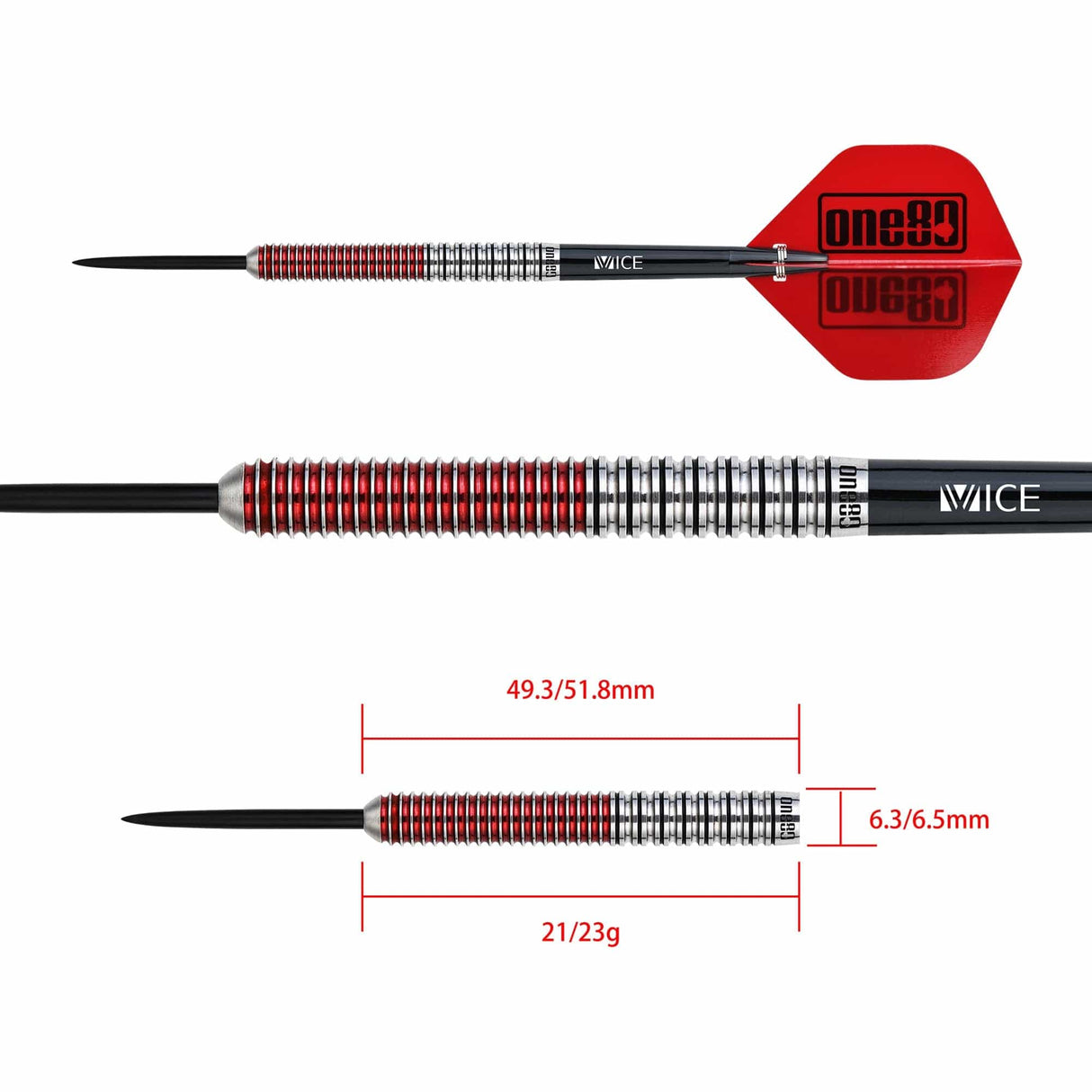 One80 Jaime NuÃ±ez Cortes Darts - Steel Tip - JNC - Signature Darts - Electric Red