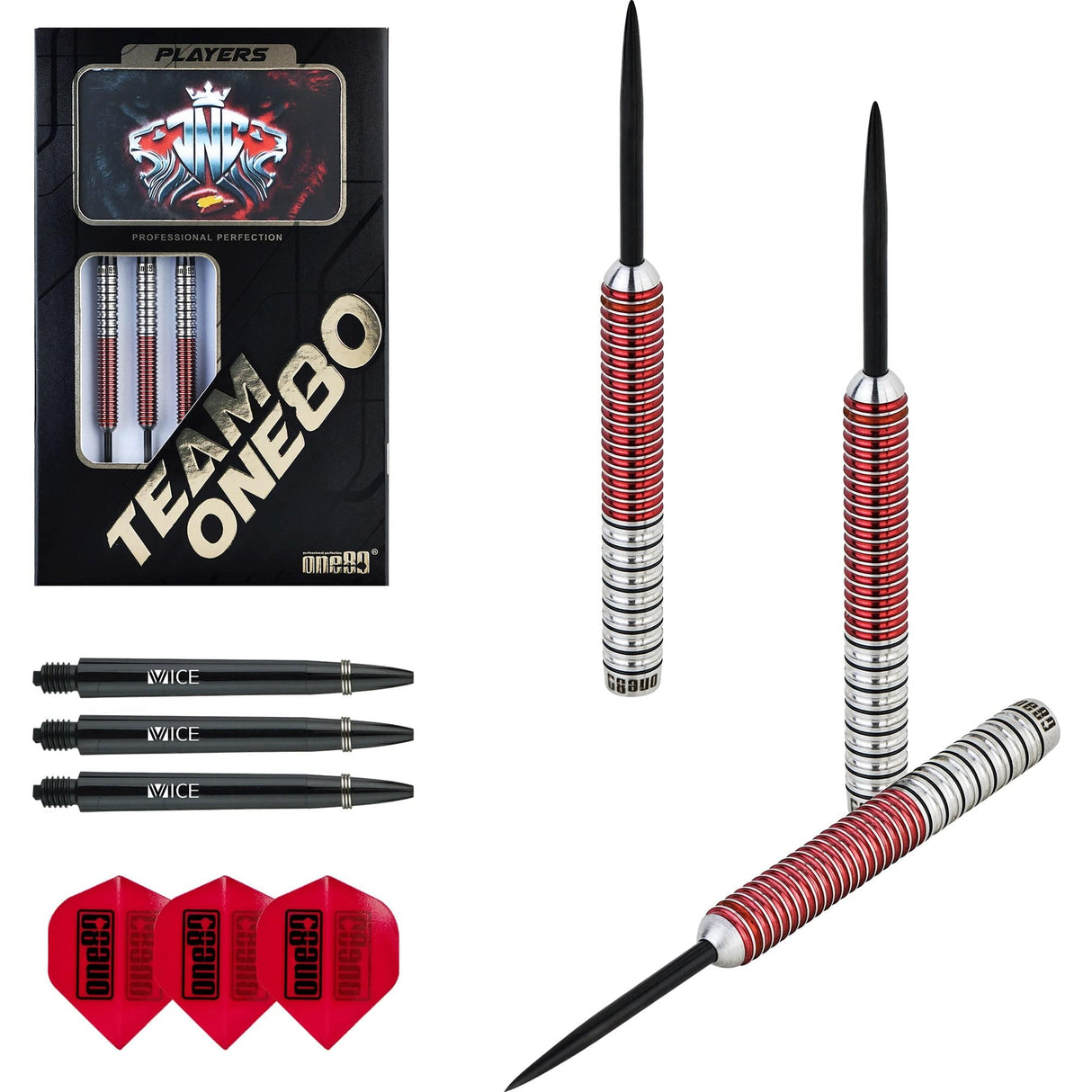 One80 Jaime NuÃ±ez Cortes Darts - Steel Tip - JNC - Signature Darts - Electric Red