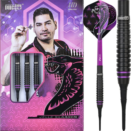 One80 Jelle Klaasen HD Darts - Soft Tip - The Cobra - Black 19g