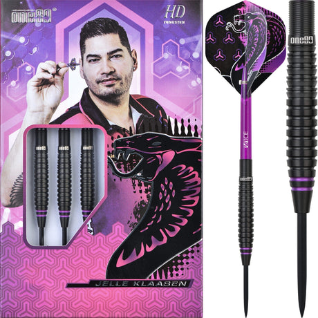 One80 Jelle Klaasen HD Darts - Steel Tip - The Cobra - Black 22g