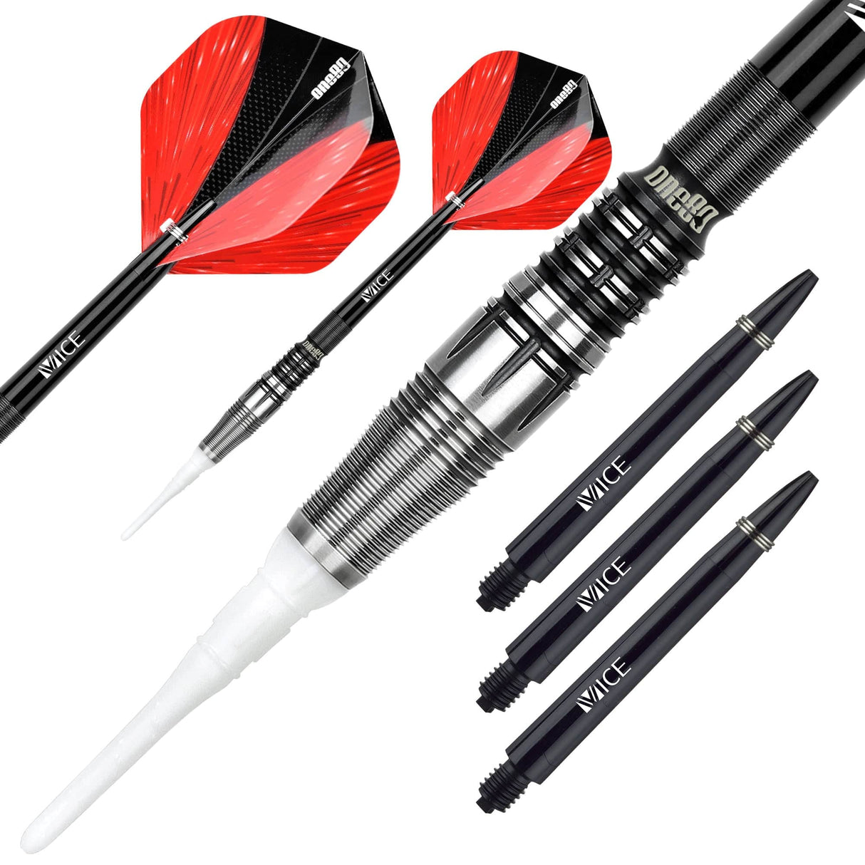 One80 Niko Springer Darts - Soft Tip - Signature - Black \ Silver - 18g 18g