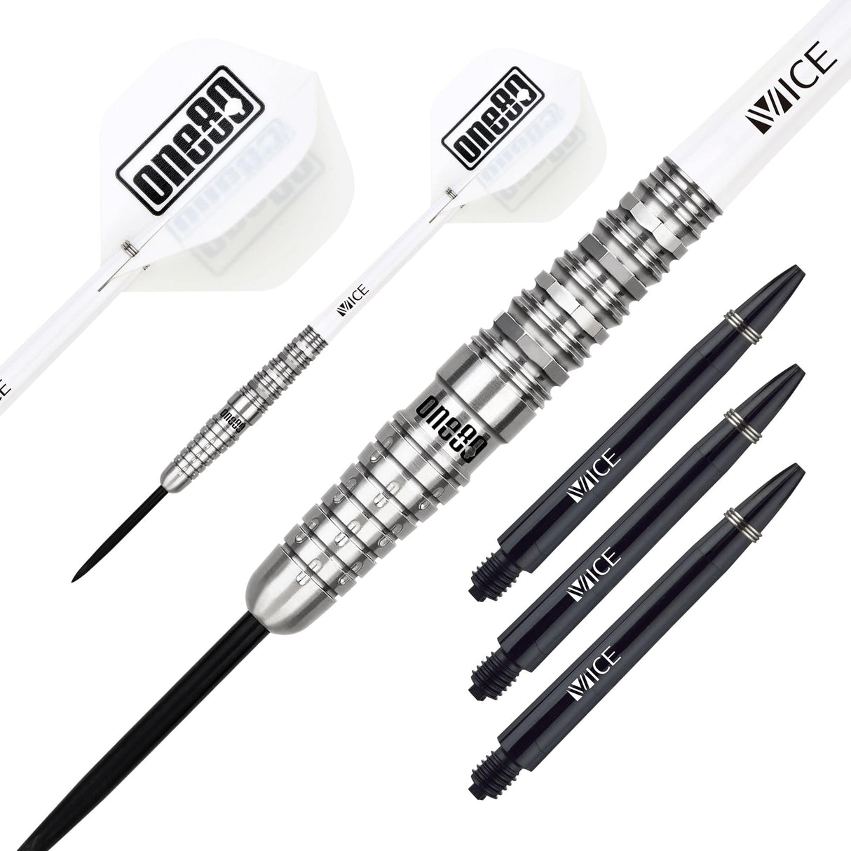 One80 Noriyuki Nakamura Darts - Steel Tip - V2 - Silver - 22g 22g