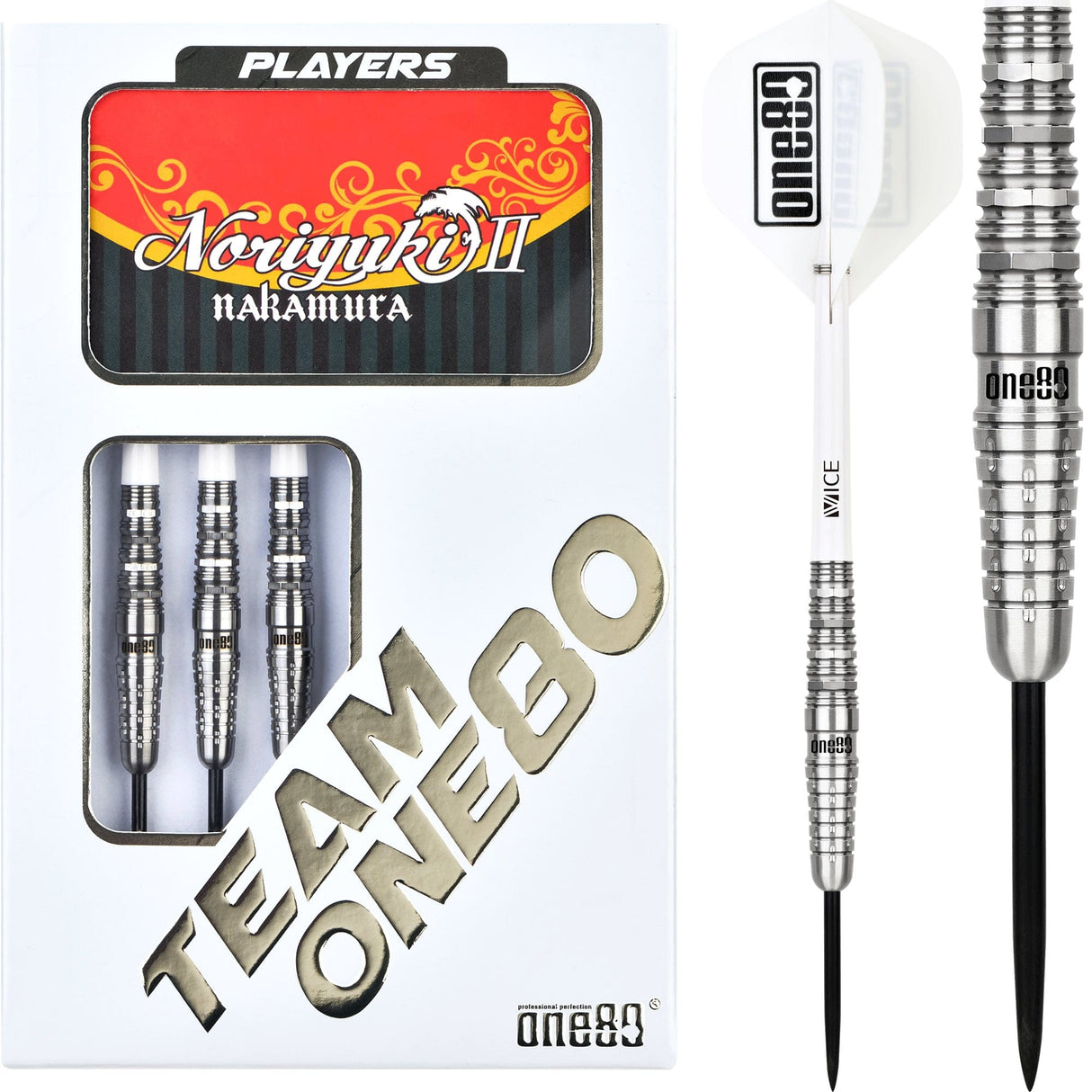 One80 Noriyuki Nakamura Darts - Steel Tip - V2 - Silver - 22g 22g