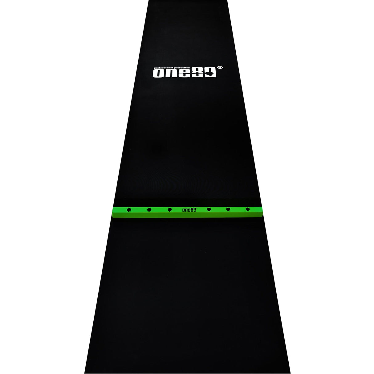 One80 Rubber Dart Mat with Oche - Floor Protection - Black - 300x62cm - Slim Green