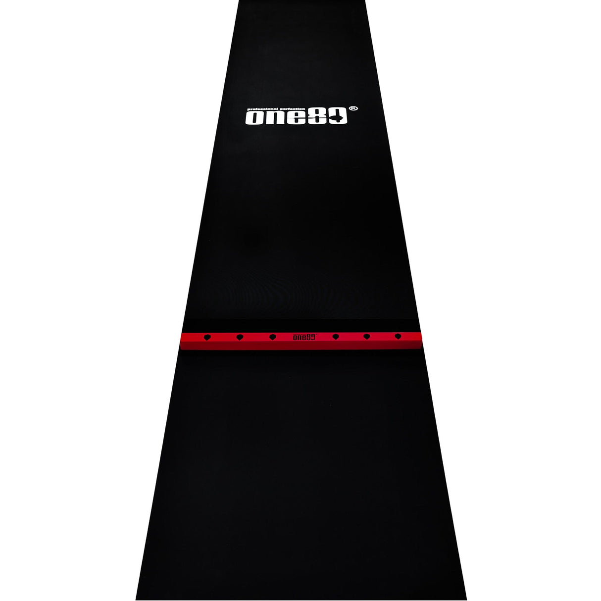One80 Rubber Dart Mat with Oche - Floor Protection - Black - 300x62cm - Slim Red