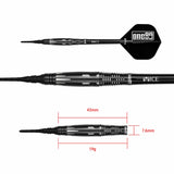 One80 Saori Miymoto Darts - Soft Tip - Rafale - Signature - Black - 19g 19g