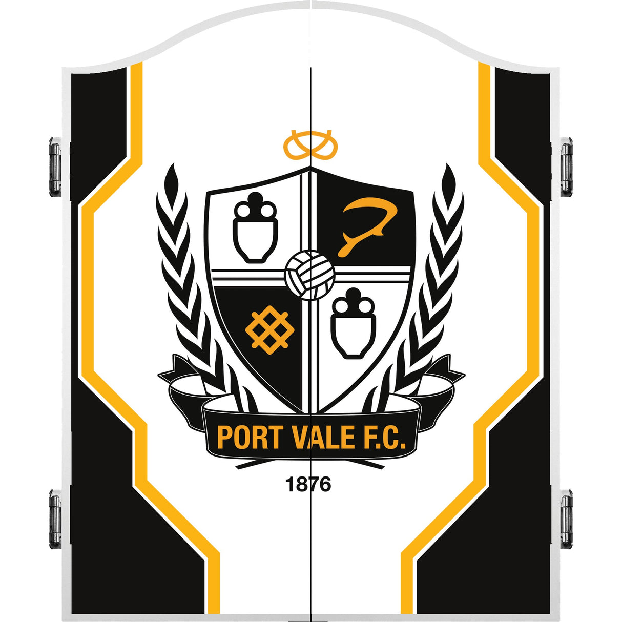 Port Vale FC – Offiziell lizenziert – The Valiants – Dartboard-Schrank – Weiß – C1 – Logo mit Rand