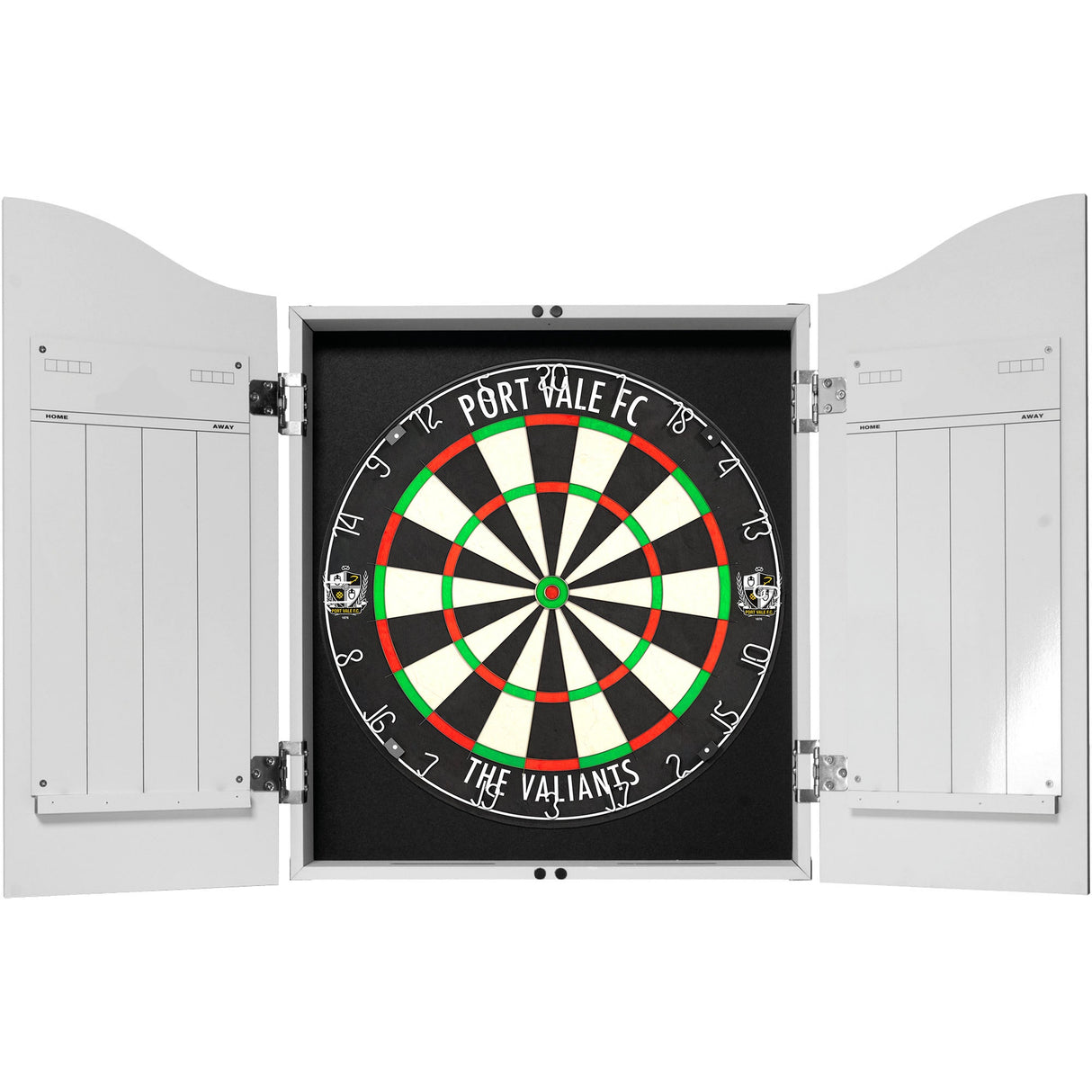 Port Vale FC – Offiziell lizenziert – The Valiants – Dartboard-Schrank – Weiß – C1 – Logo mit Rand