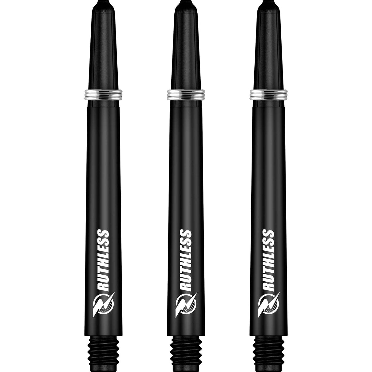 Ruthless Deflectagrip Dart Shafts - Nylon Stems with Springs - Black Medium
