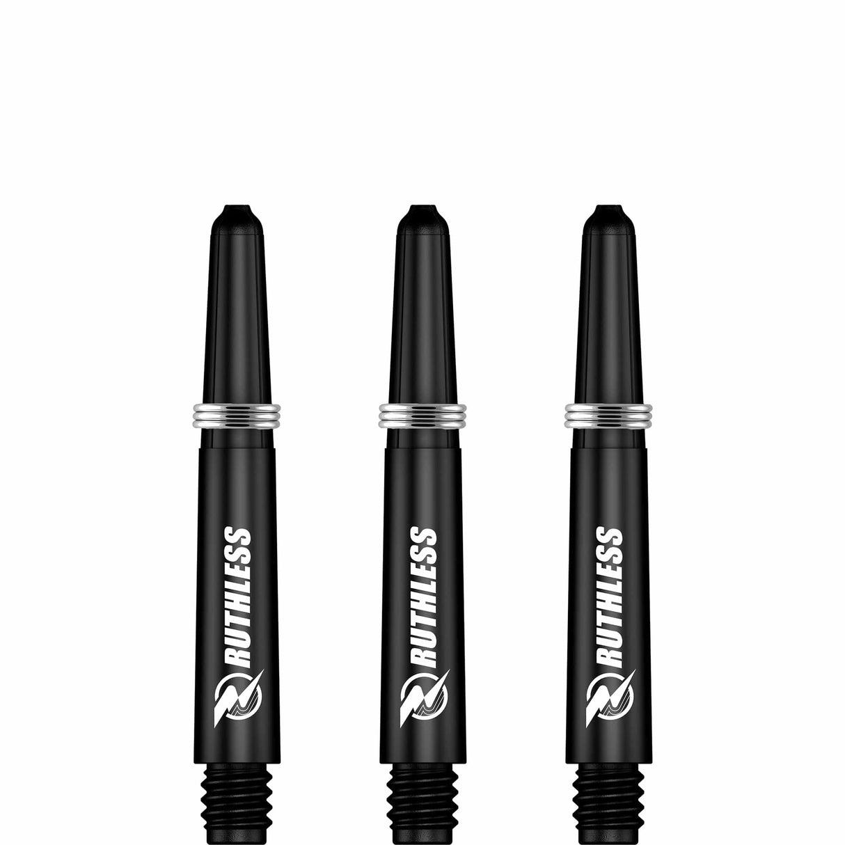 Ruthless Deflectagrip Dart Shafts - Nylon Stems with Springs - Black Short