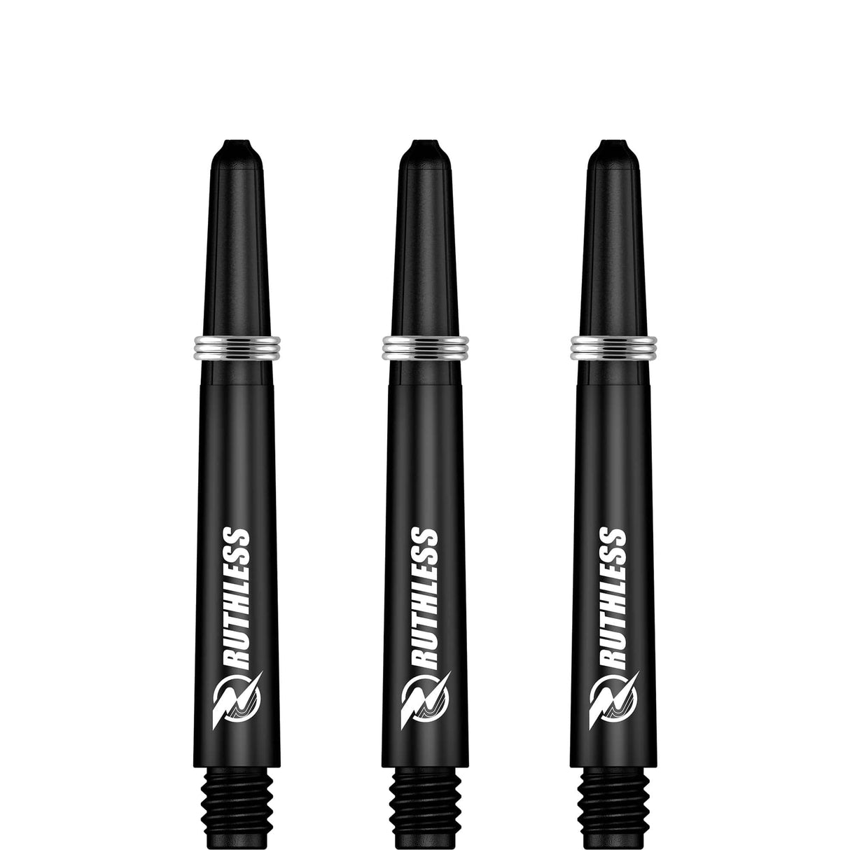 Ruthless Deflectagrip Dart Shafts - Nylon Stems with Springs - Black Tweenie