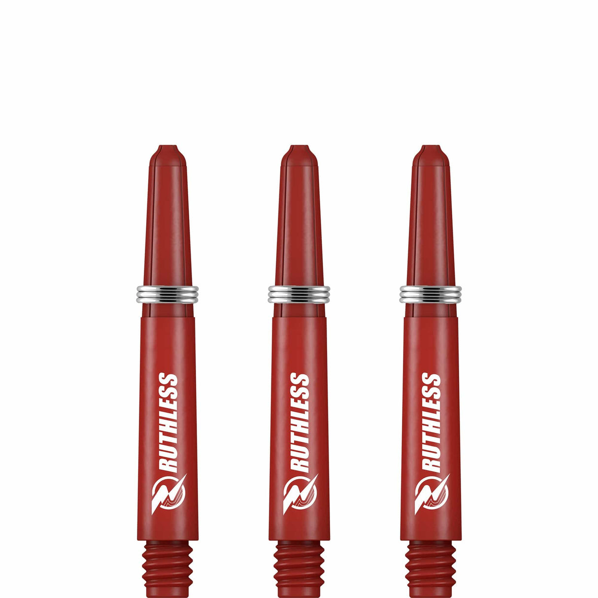 Ruthless Deflectagrip Dart Shafts - Nylon Stems with Springs - Red Short
