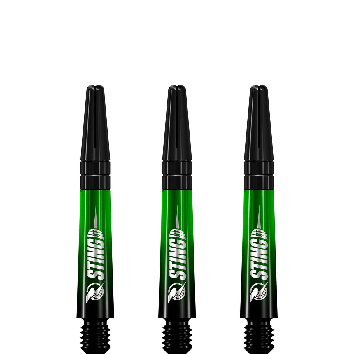 Ruthless Sting XT Dart Shafts - Polycarbonate - Gradient Black & Green - Black Top Short