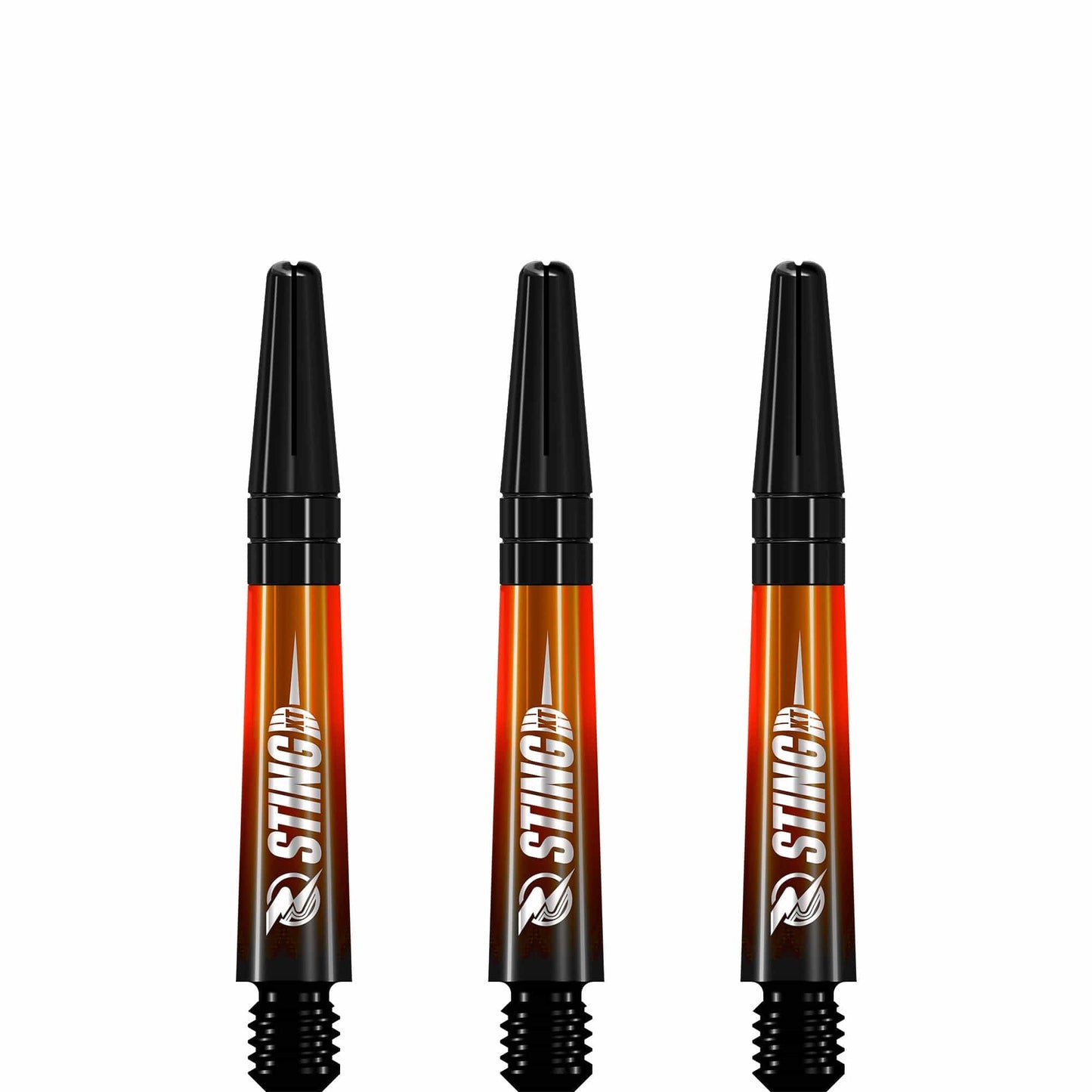 Ruthless Sting XT Dart Shafts - Polycarbonate - Gradient Black & Orange - Black Top Short