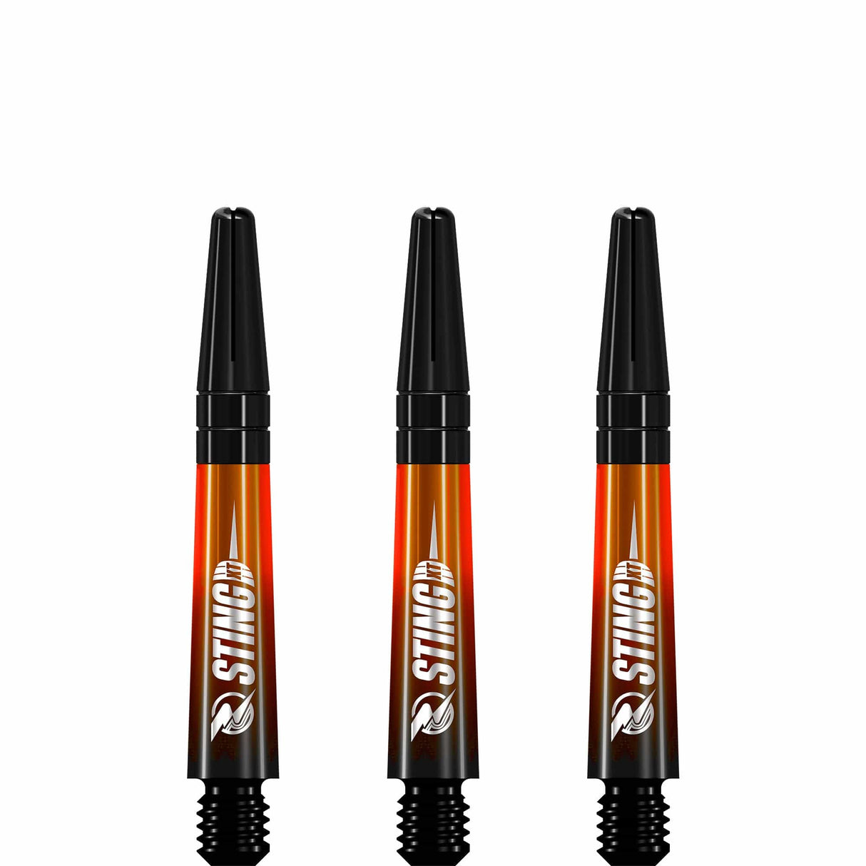 Ruthless Sting XT Dart Shafts - Polycarbonate - Gradient Black & Orange - Black Top Short