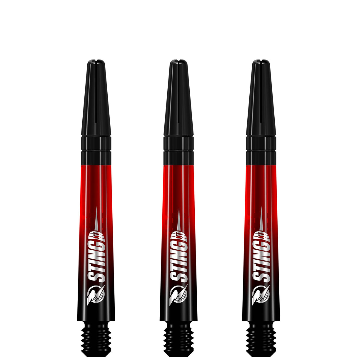 Ruthless Sting XT Dartschäfte – Polycarbonat – Farbverlauf Schwarz und Rot – schwarze Oberseite