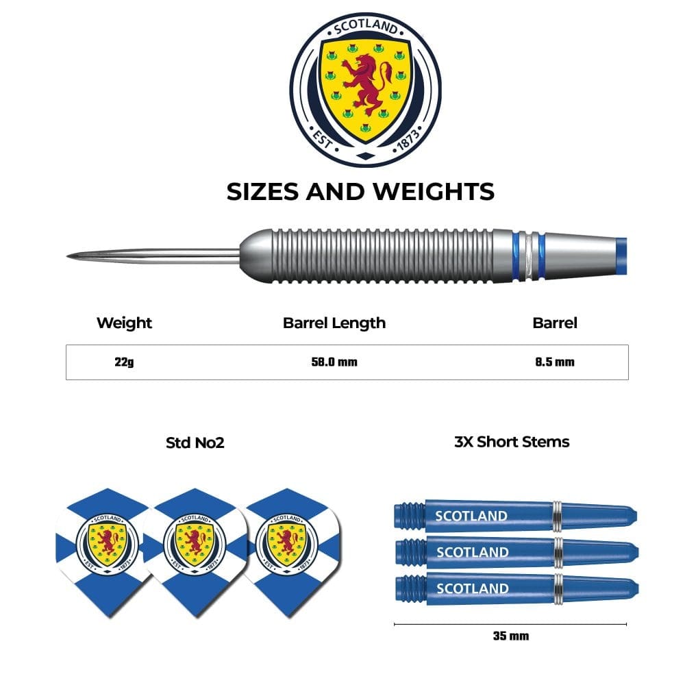 Scotland Football Darts – Stahlspitze Messing – Offizielles Lizenzprodukt – Logo – 22 g