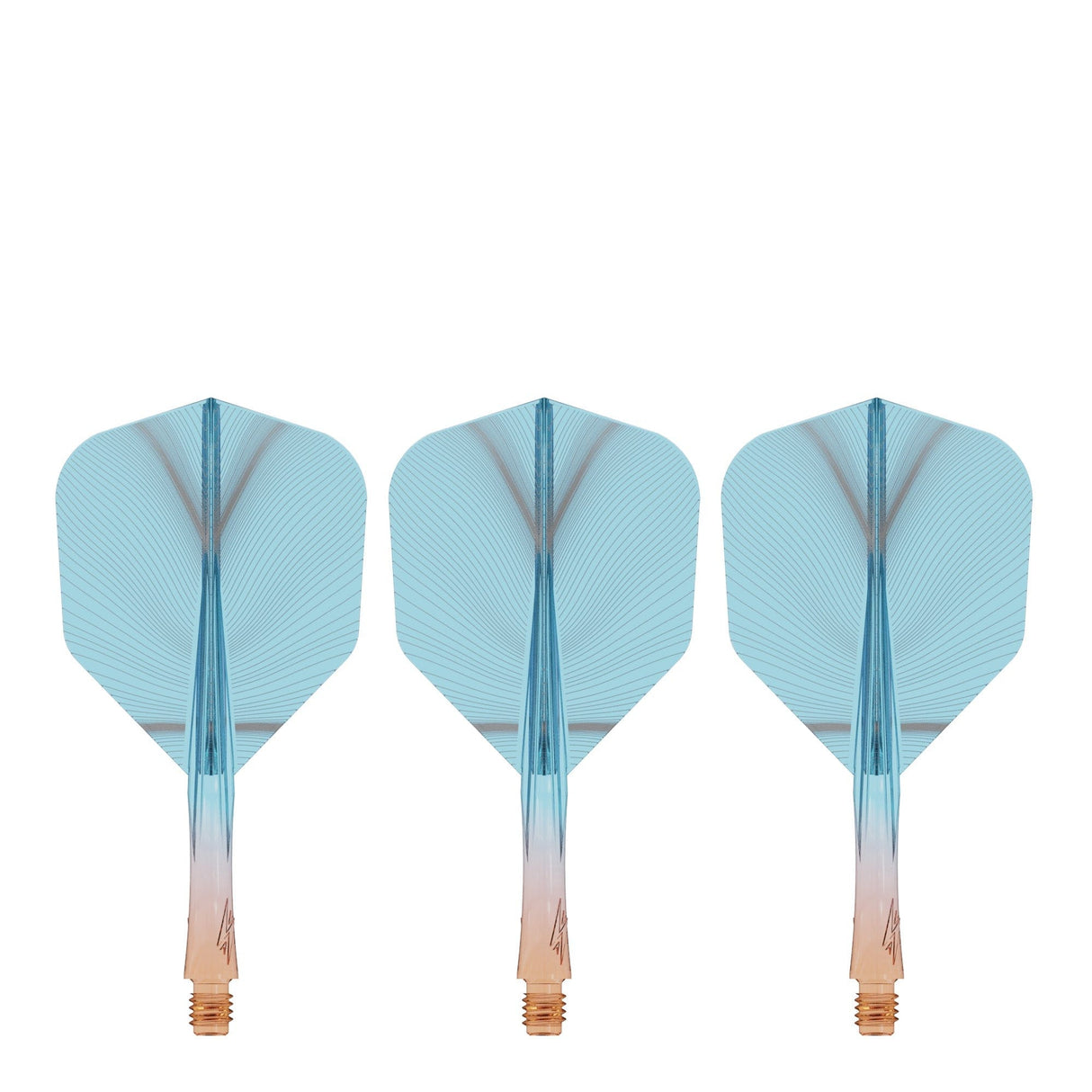 Caliburn SUP Flights - Moulded Shaft and Flight -  Standard No6 - Feather - Orange & Blue