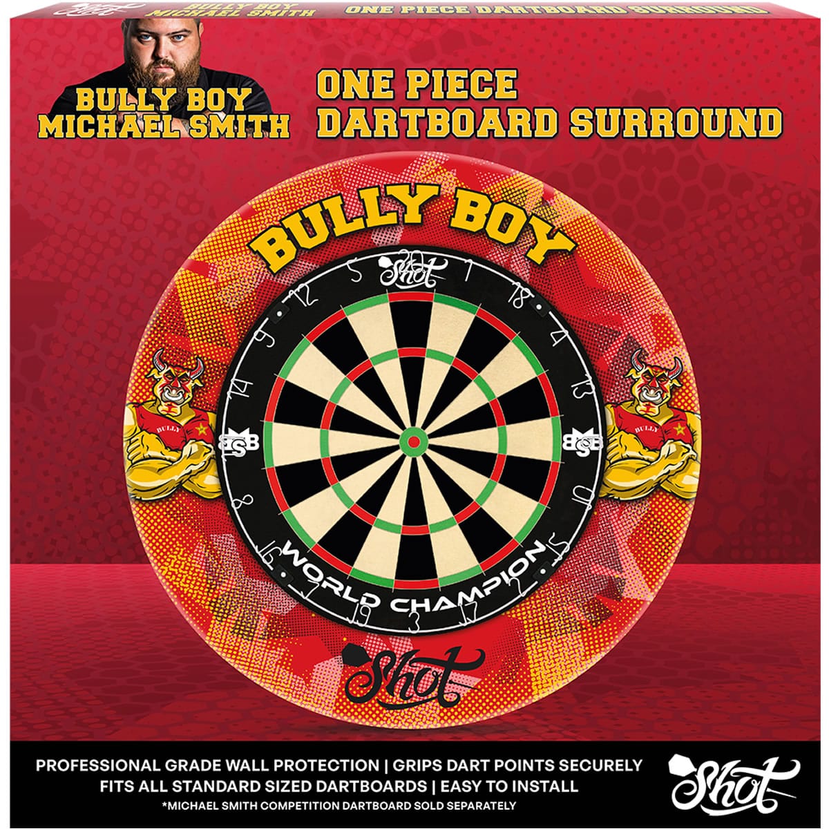 Bully Rot Shot Michael Smith Dartboard Surround – Profi – Bully Boy – Rot