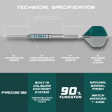Precise 180 MRV1 Darts - Stahlspitze - 90% Tungsten