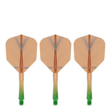 Caliburn SUP Flights - Moulded Shaft and Flight -  Standard No6 - Feather - Green & Orange