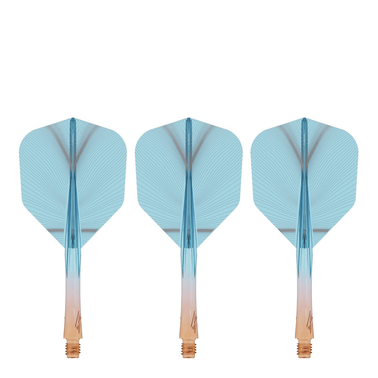 Caliburn SUP Flights - Moulded Shaft and Flight -  Standard No6 - Feather - Orange & Blue