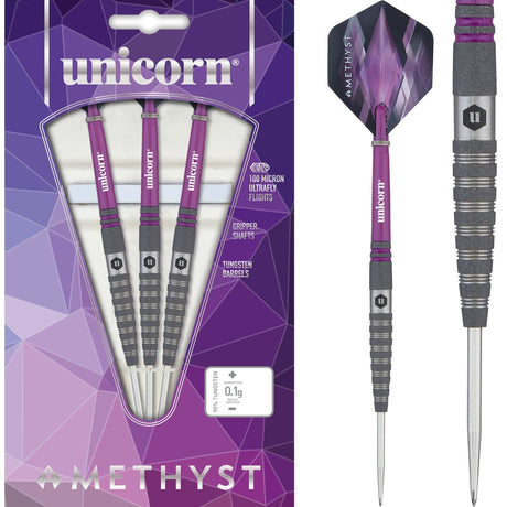 Unicorn Amethyst Darts - Steel Tip - Utech - Style 4 - Sandblasted 20g