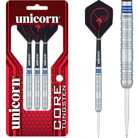 Unicorn Core Tungsten Darts - Steel Tip - Style 1 - Blue Ring 22g